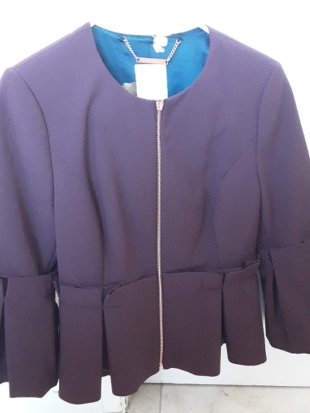 Ted Baker Purple Peplum Zip Jacket